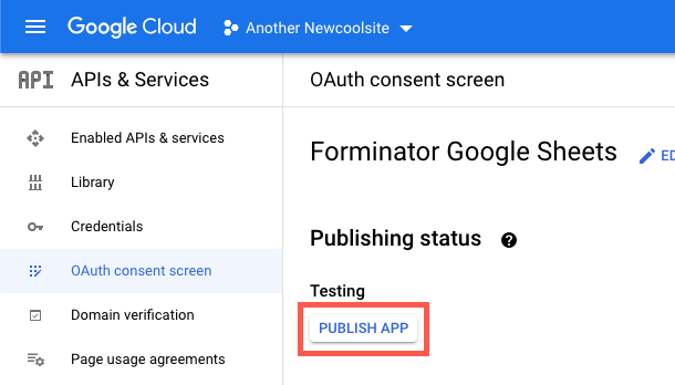 Publish app at Google
