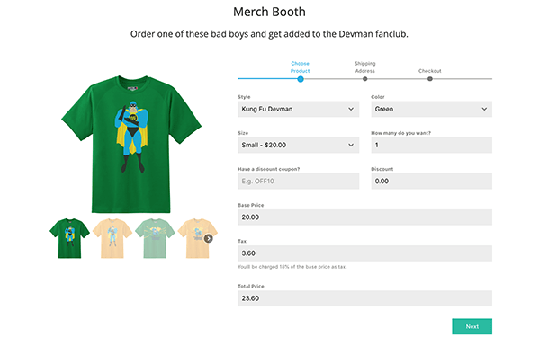 An online shop image made with Forminator.