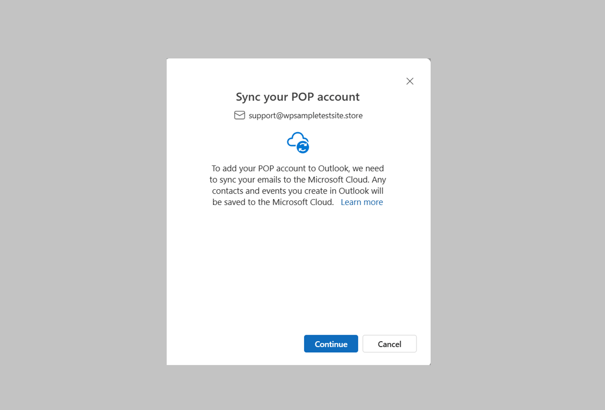 outlook sync connection
