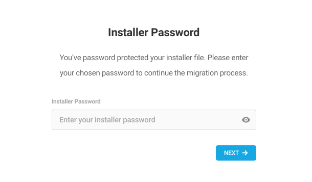 Shipper package migration password screen
