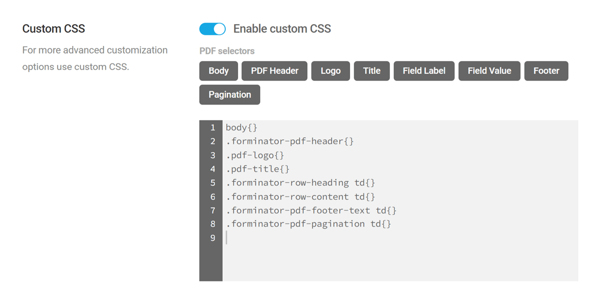 Style a PDF in a Forminator form with custom CSS
