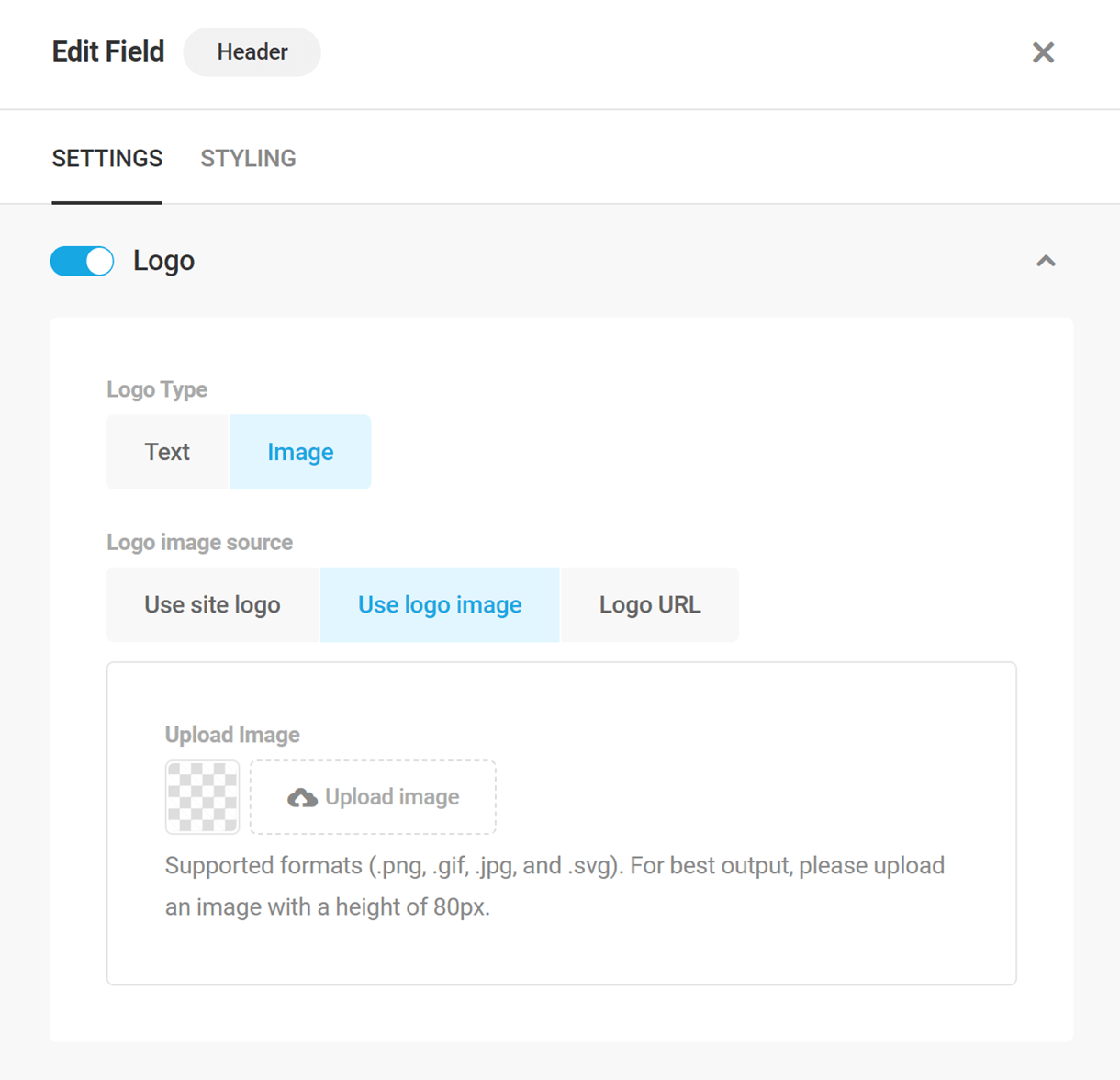 pdf header logo option