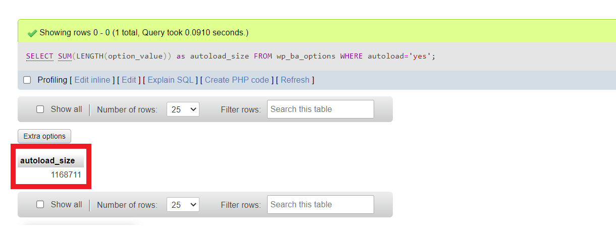 autoload_size in phpMyAdmin