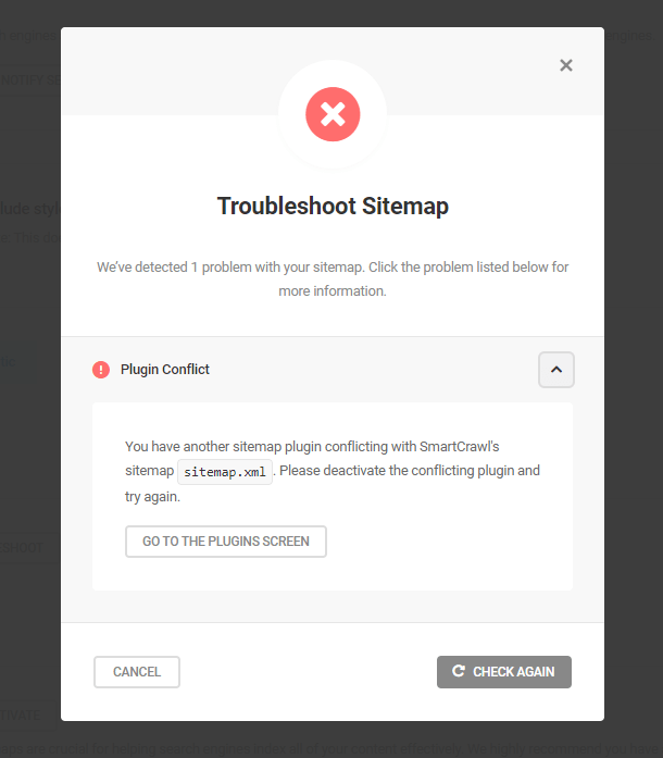 Troubleshoot sitemap plugin conflict