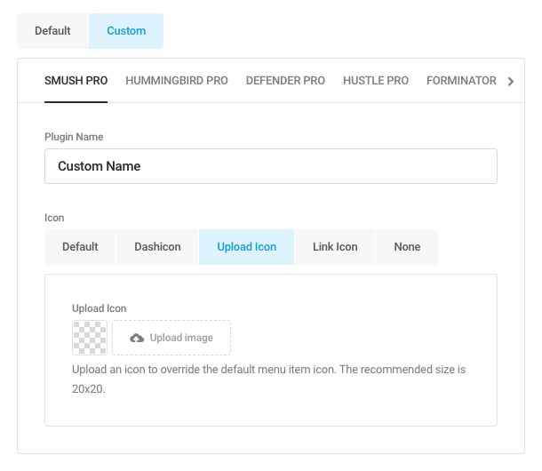 Whitelabel plugin labels and icons