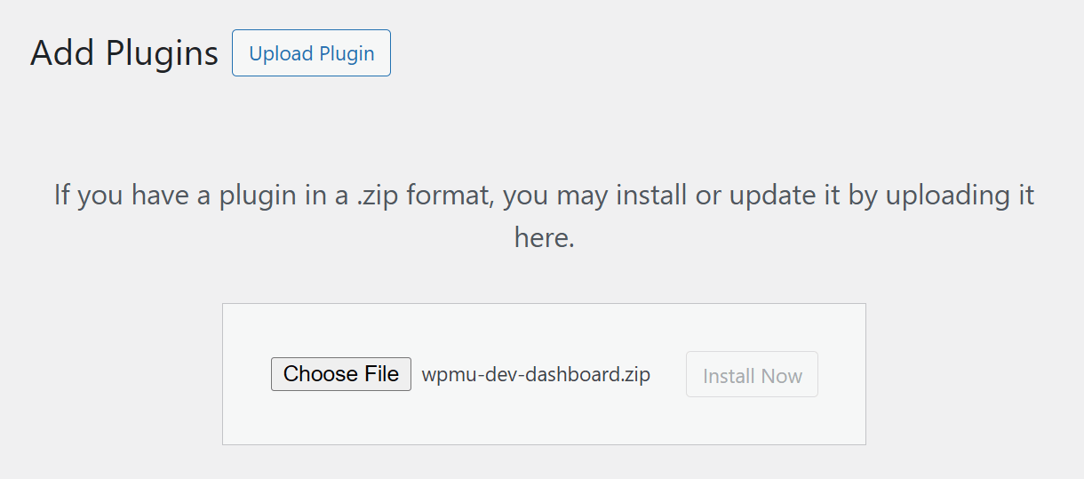 Click Install Now to install the Dashboard plugin
