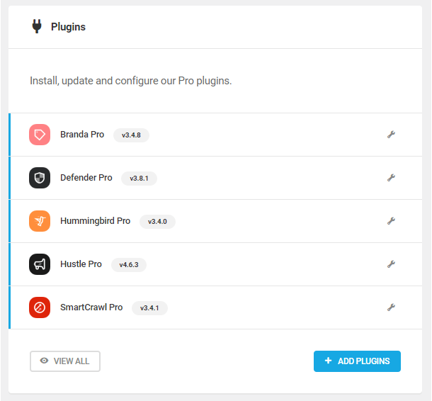 WPMU DEV Dashboard plugins overview