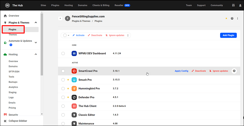 The Plugins module of