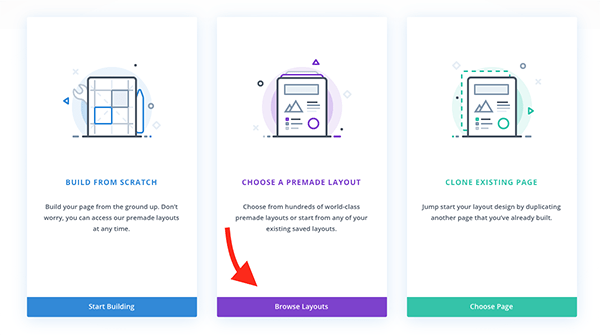 Where you browse Divi layouts.