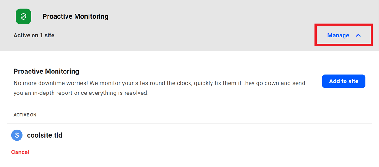 proactive monitoring modal