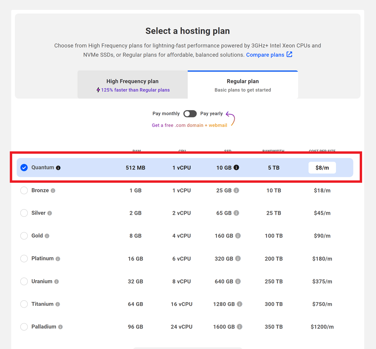 quantum hosting plan