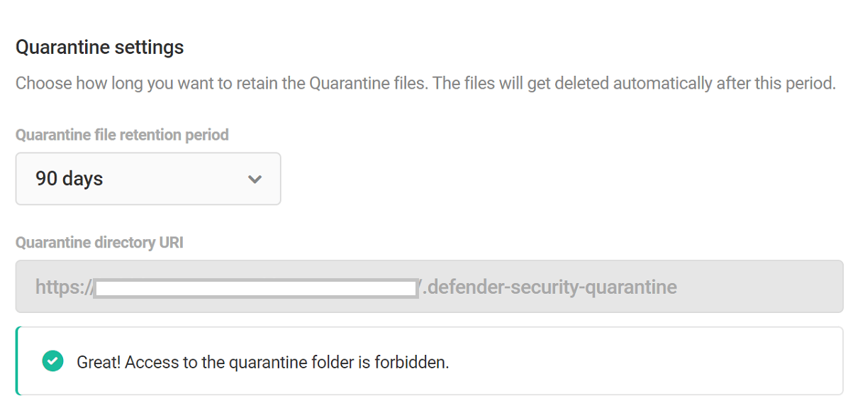 Quarantine settings