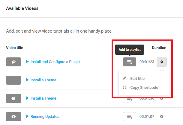 quick edit buttons for videos
