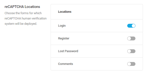 reCAPTCHA locations