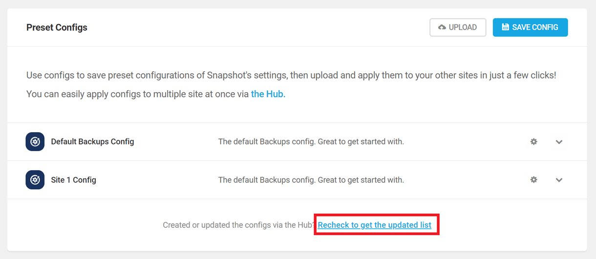 recheck config stat