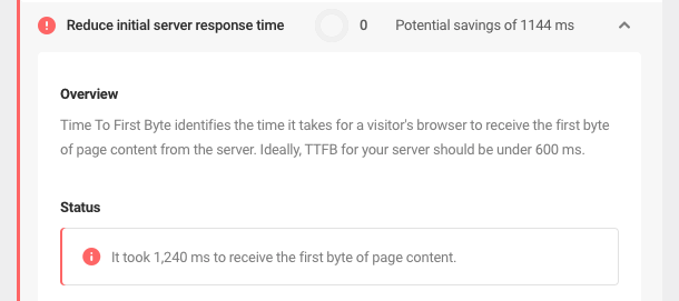 reduce initial server response time audit