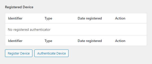 Registered device section