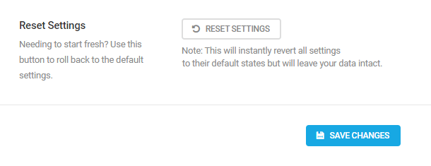 reset settings button