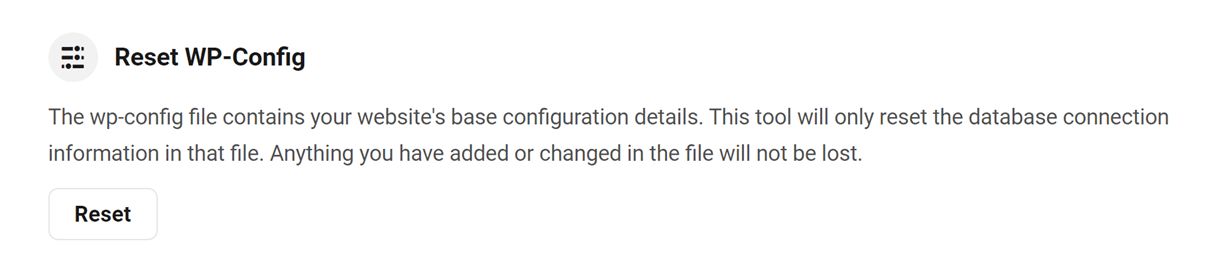 reset wp config