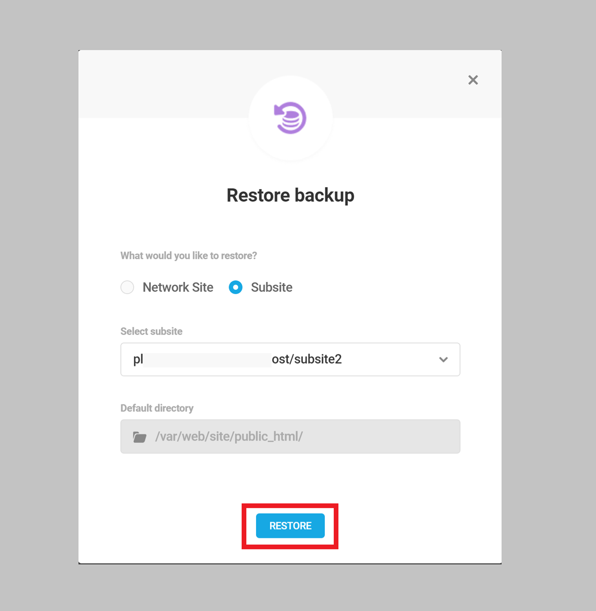 restore backups in wordpress multisite