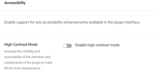 Shipper high contrast mode settings screen
