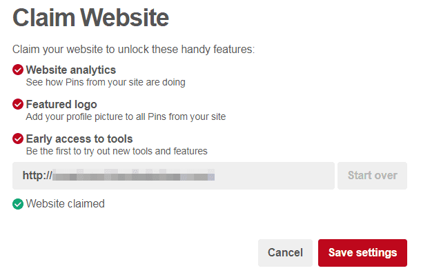 Save settings at Pinterest