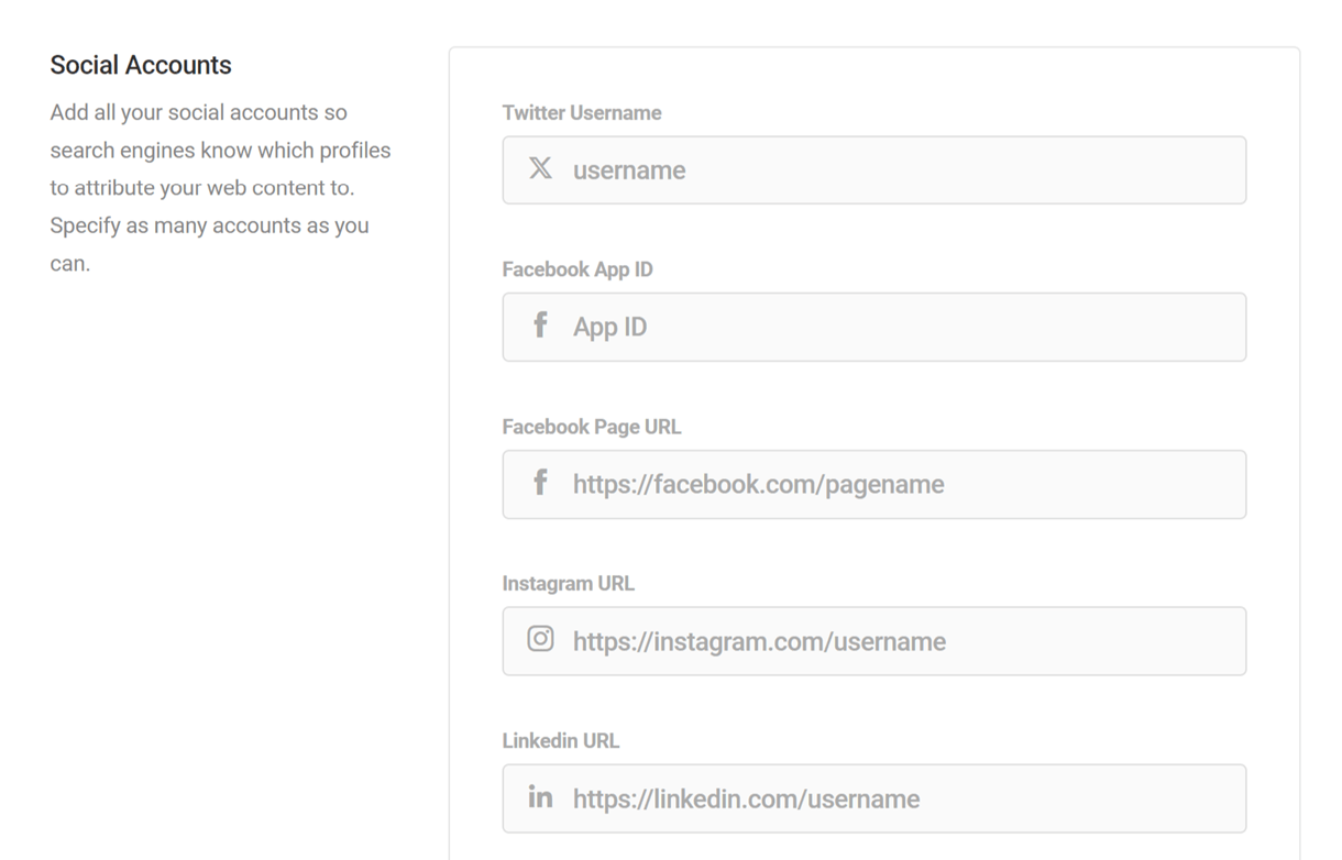 Set up social accounts in SmartCrawl schema