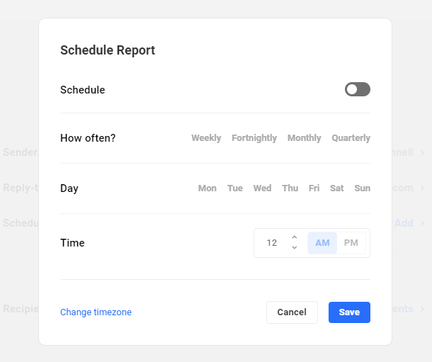 schedule report settings