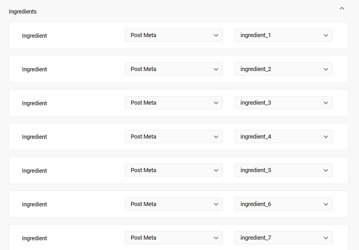 Custom fields in post meta for Recipe schema