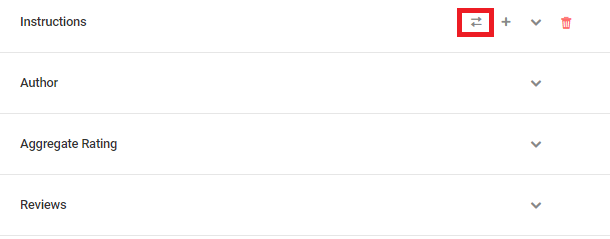 Recipe schema type default properties