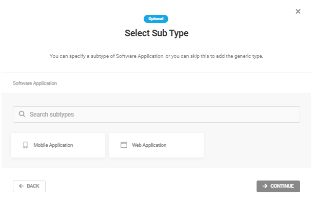 Select subtype for Software Application schema type in SmartCrawl