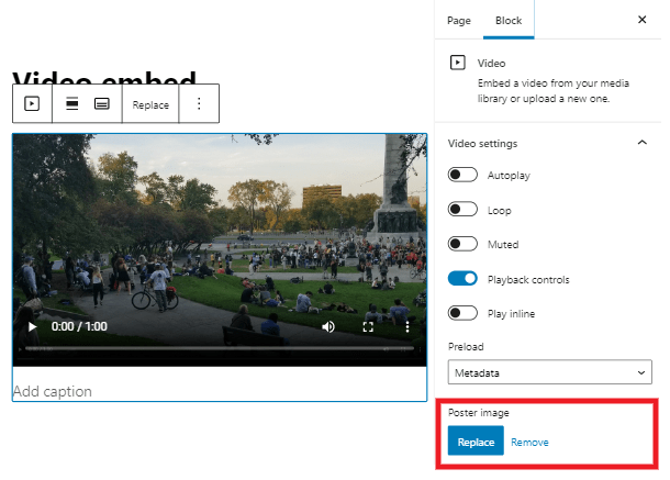 Add a poster image to an embedded video