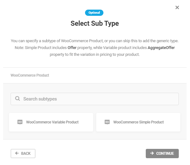 Select subtype for new WooCommerce Product type in SmartCrawl