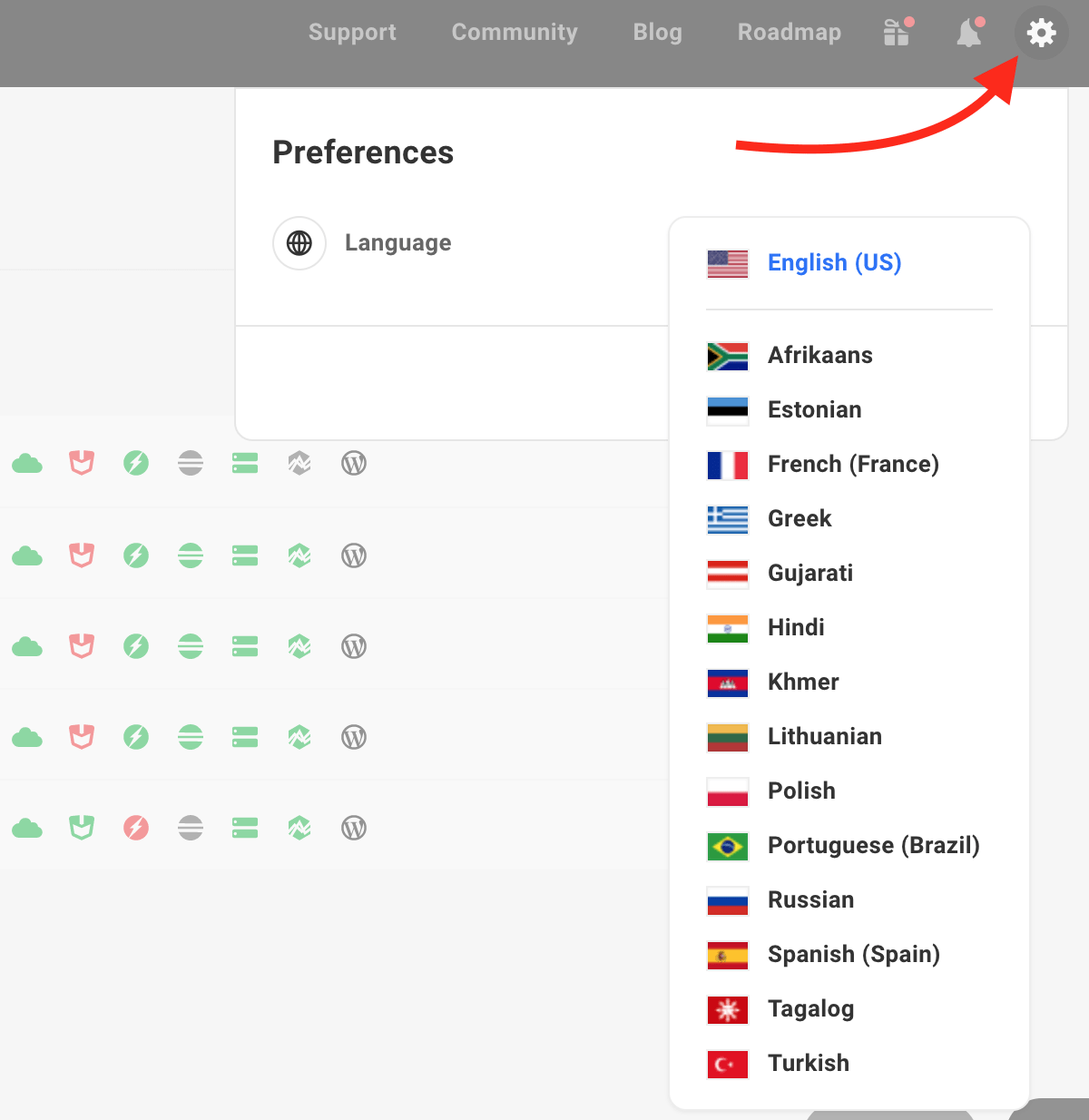 Languages available in The Hub.