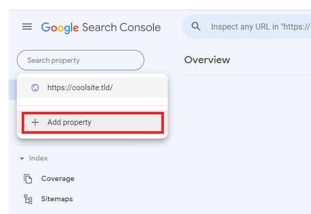 Add a property in Google Search Console