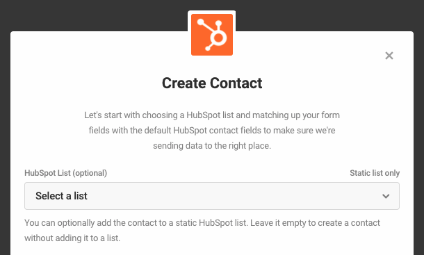 Select the HubSpot list