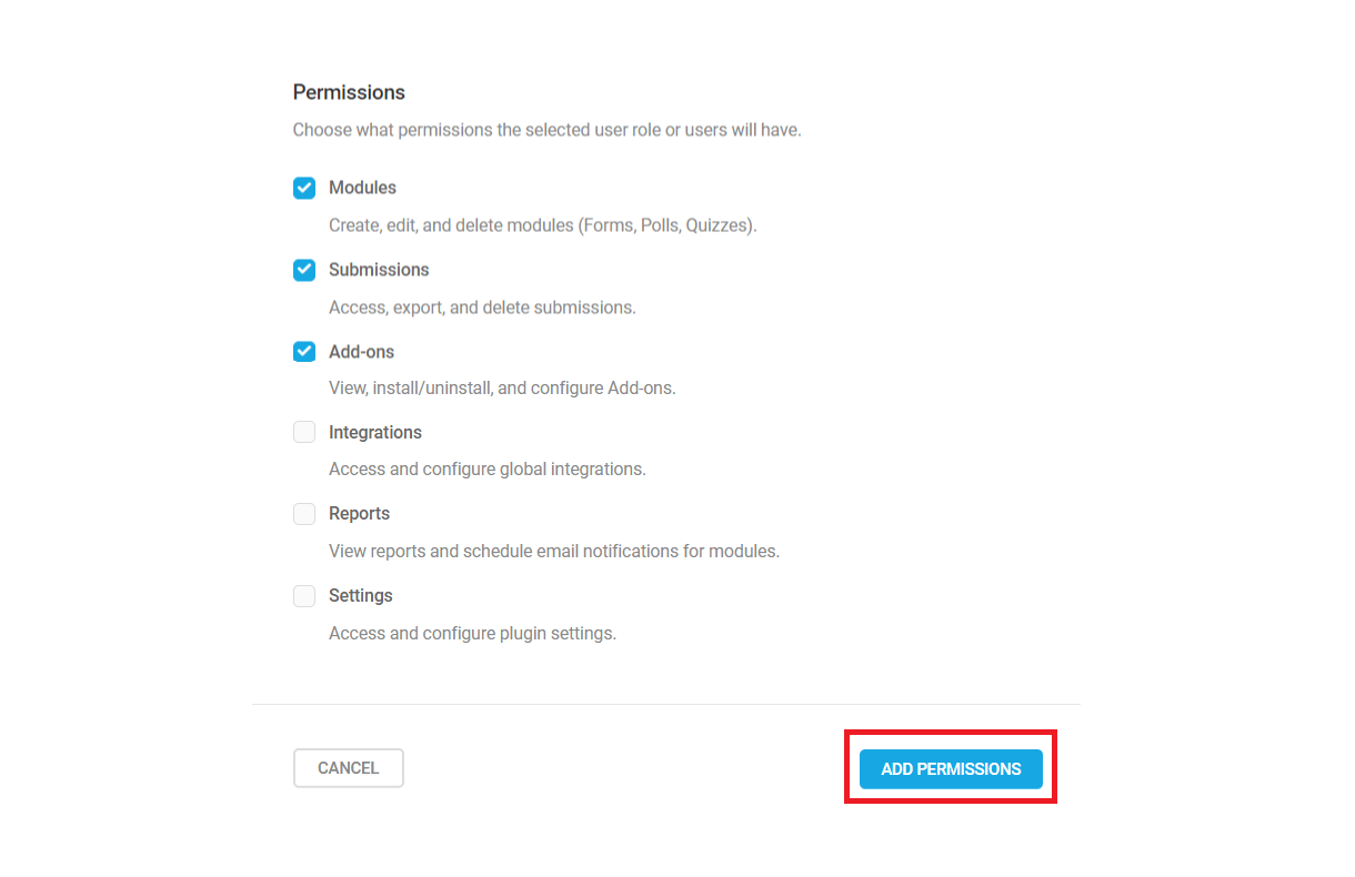 select permissions
