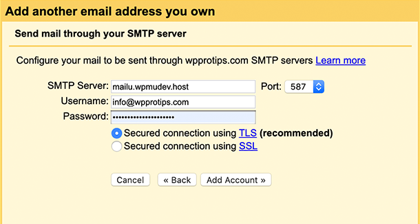 configure gmail send credentials