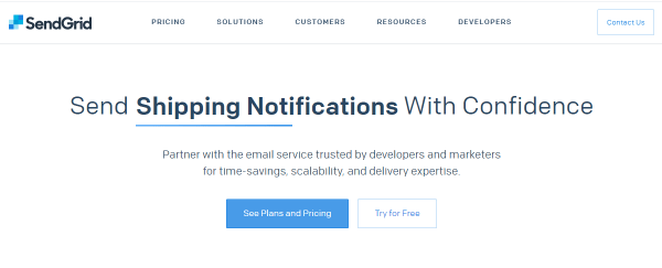 Screenshot of SendGrid Home Page