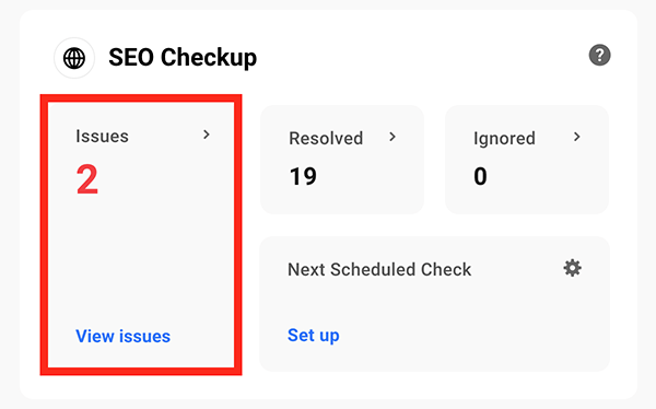SEO Checkup area.