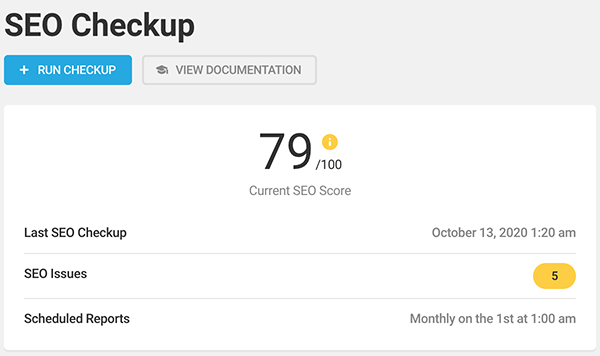 SEO Checkup in SmartCrawl.