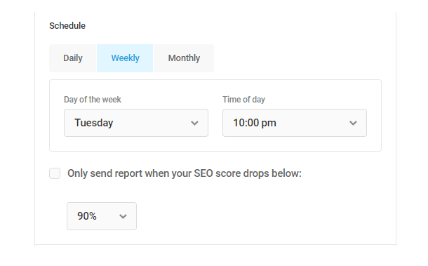 Set SEO reporting schedule
