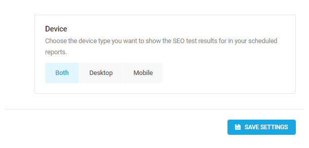 Select device types for SEO reports