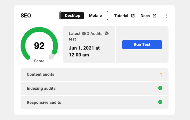 SEO widget (lighthouse)