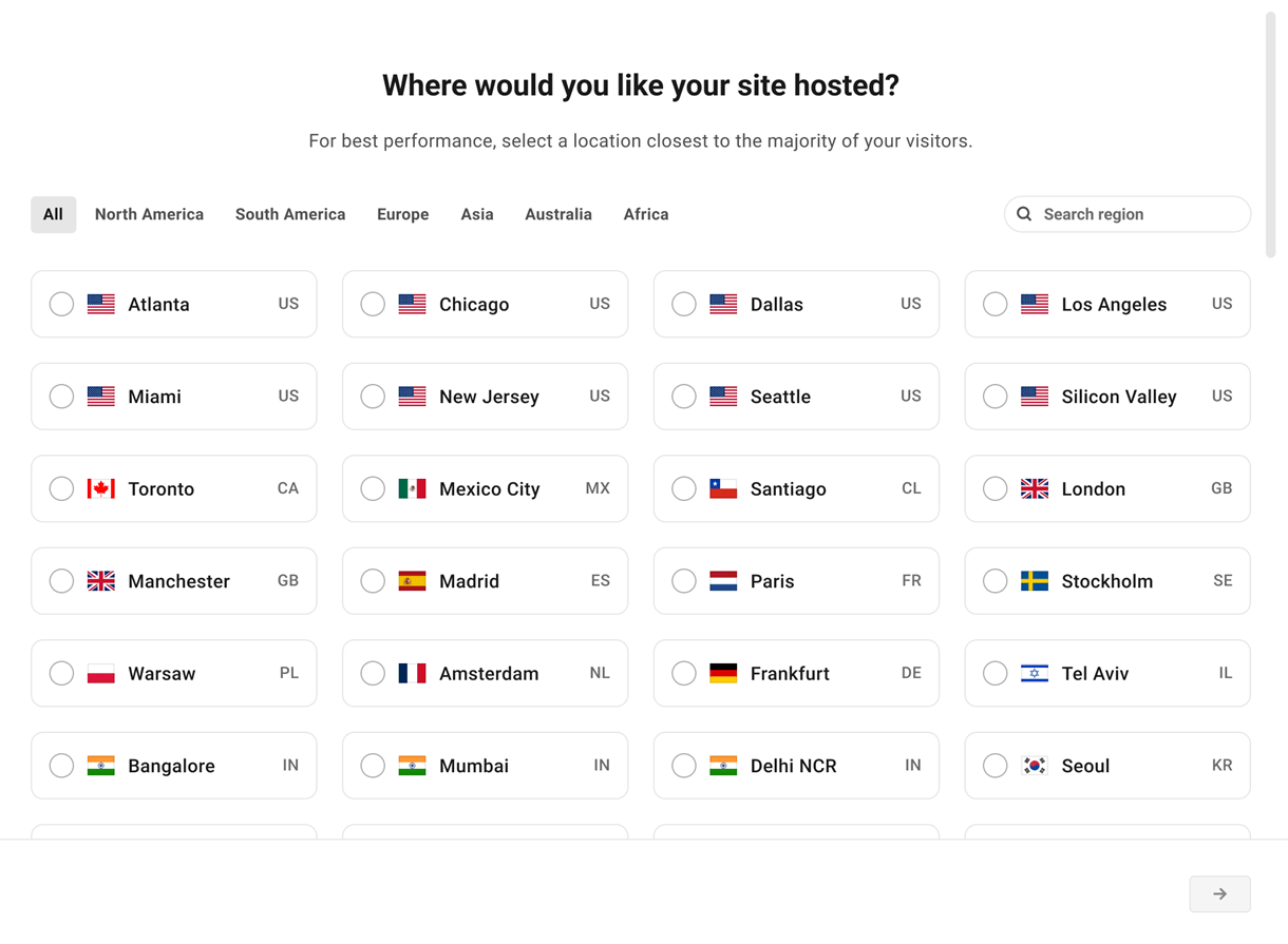 server location modal
