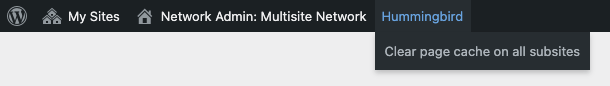 For WordPress multisite installations, the Admin bar will include a shortcut to clear the page cache for all subsites.