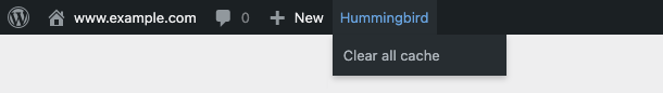 If All Cache is selected, then the Admin bar will include a shortcut to clear all active cache types.