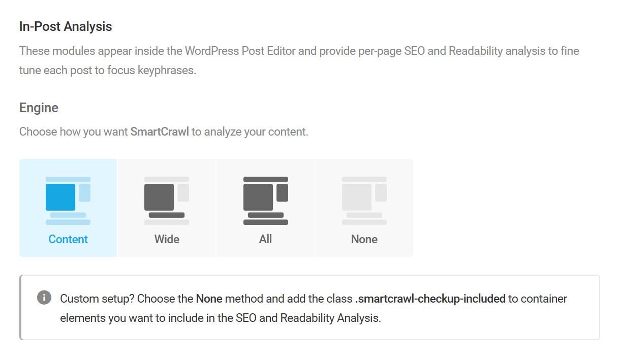 Select analysis engine in SmartCrawl