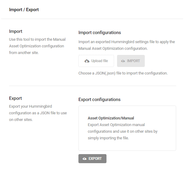 Import and export settings