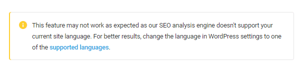 Site language not supported notice